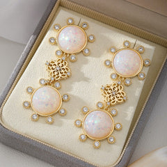 White Gold Pearl Cubic Zirconia Anti Tarnish Copper Dangler Earrings