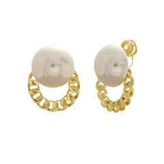 White Gold Plated Pearl Alloy Stud Earrings For Women