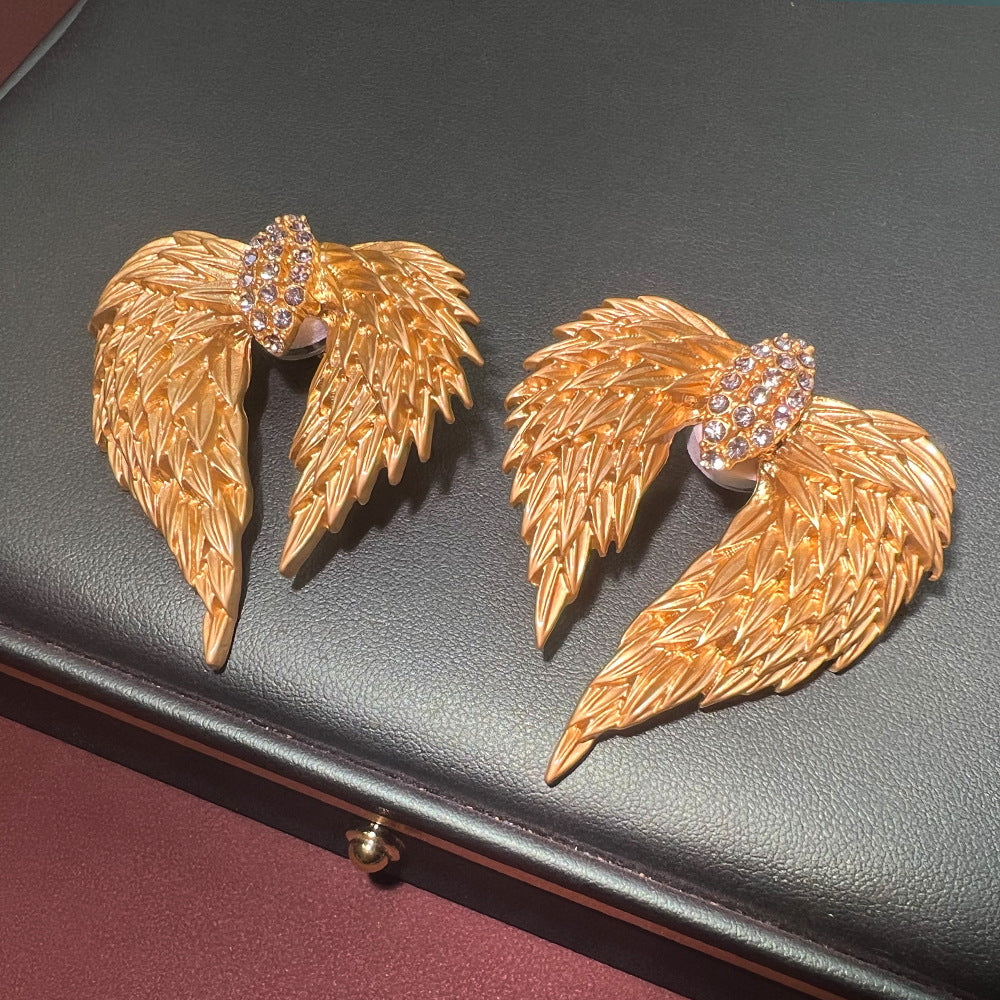 Wings Gold Plated Cubic Zirconia Alloy Dangler Earrings For Women