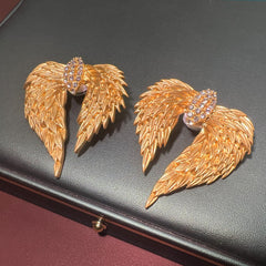 Wings Gold Plated Cubic Zirconia Alloy Dangler Earrings For Women