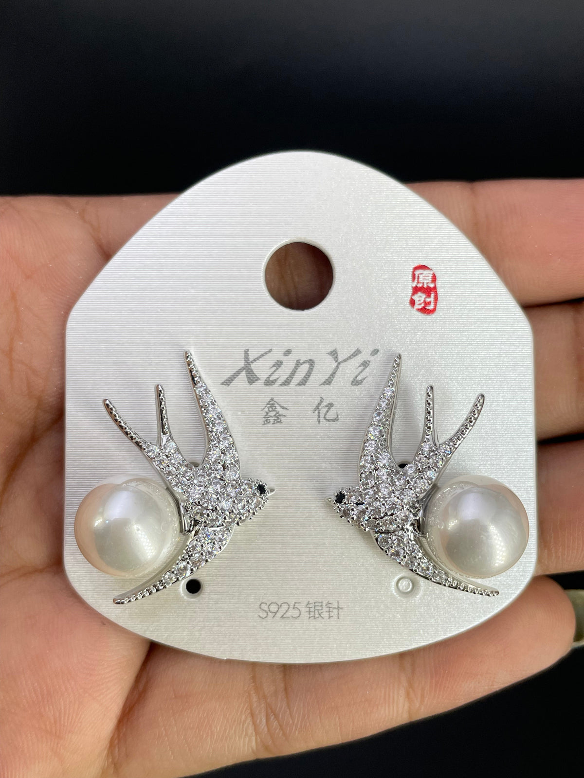 Multi Color Bird Gold Silver Cubic Zirconia Copper Stud Earrings Women