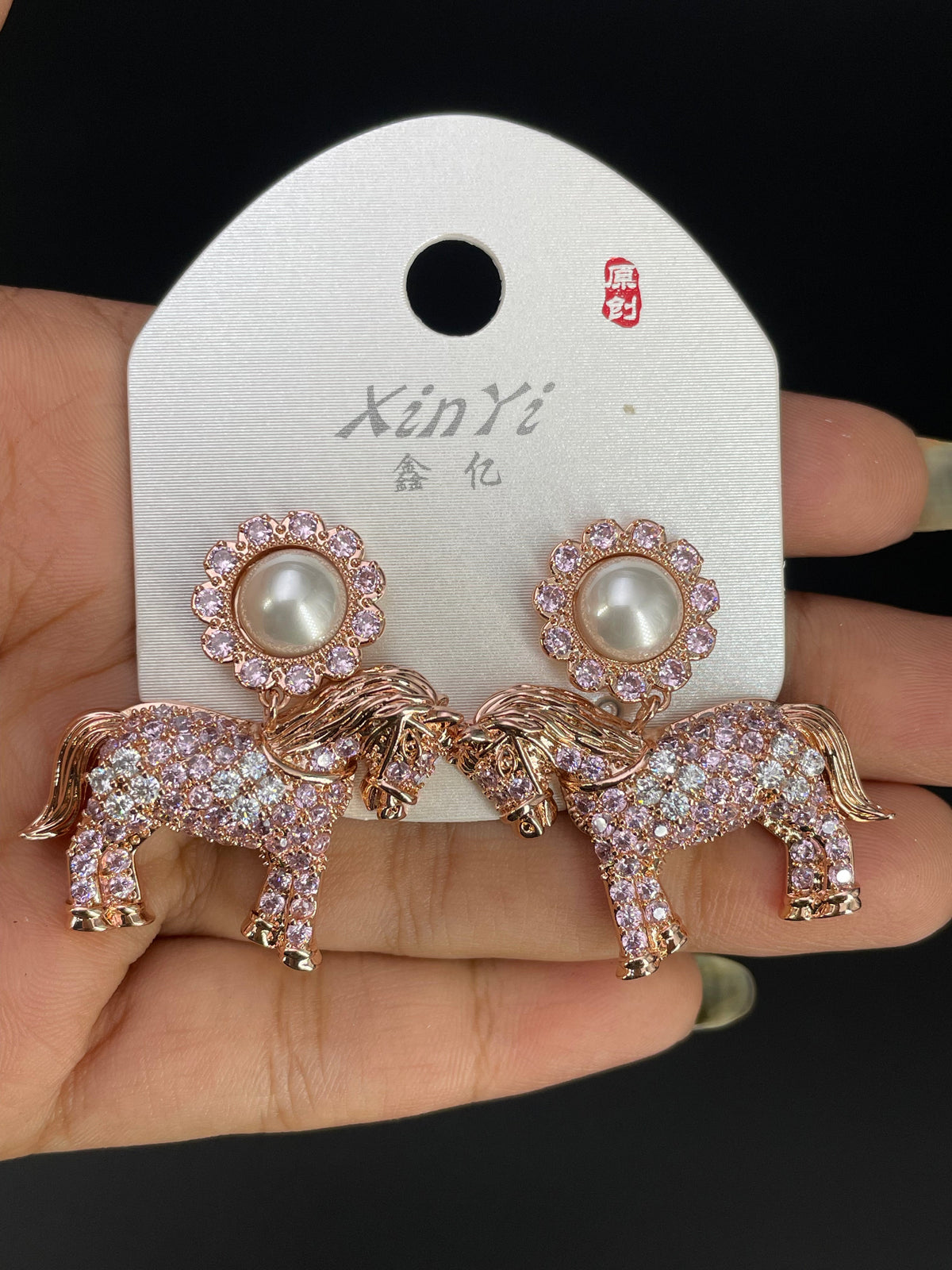 Multi Color Horse Gold Silver Cubic Zirconia Copper Drop Earrings