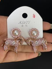 Multi Color Horse Gold Silver Cubic Zirconia Copper Drop Earrings
