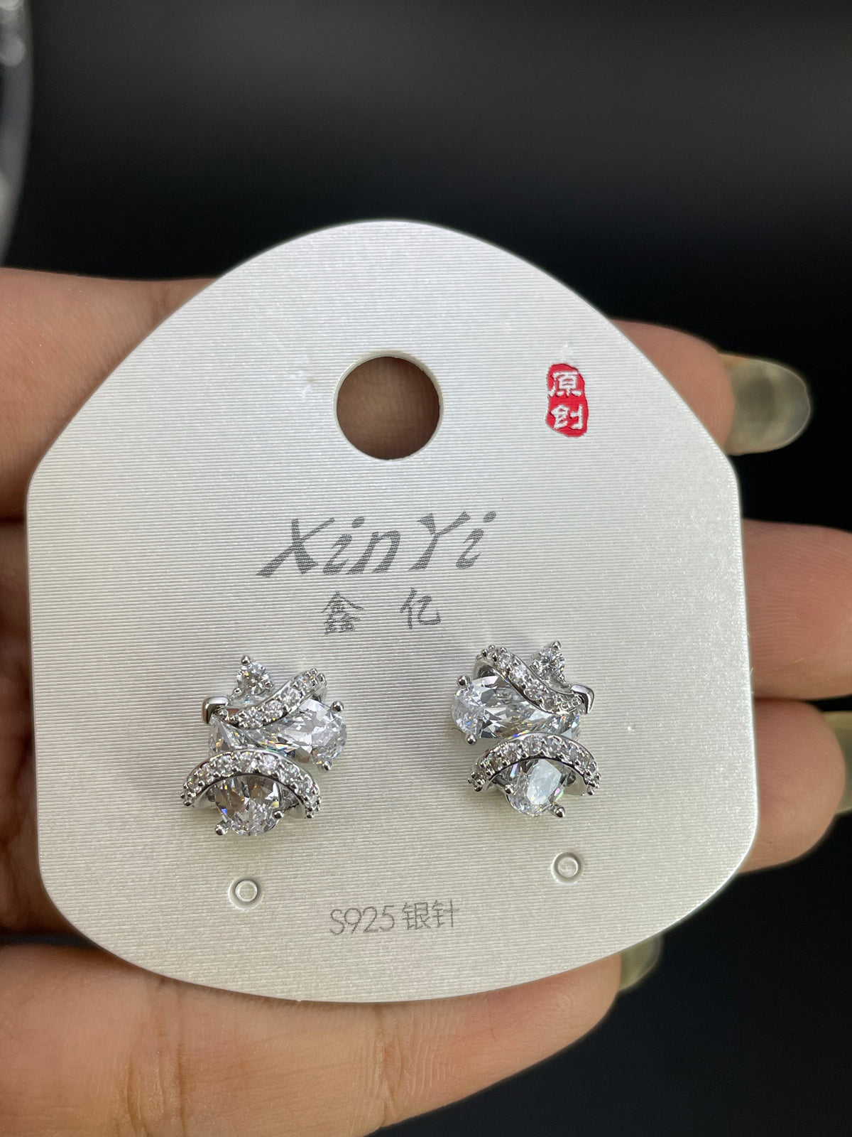 Multi Color Floral Gold Silver Cubic Zirconia Copper Stud Earrings Women