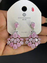 Multi Color Floral Chandelier Gold Silver Cubic Zirconia Copper Drop Earrings