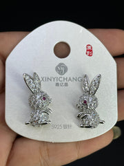 Multi Color Rabbit Gold Silver Cubic Zirconia Copper Stud Earrings Women