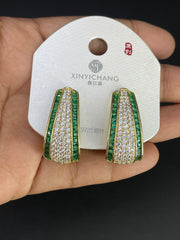 Multi Color Tapered Rectangle Gold Silver Copper Stud Earrings For Women