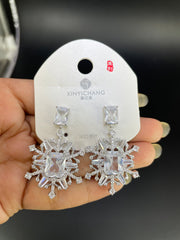 Multi Color Snowflake Gold Silver Cubic Zirconia Copper Drop Earrings