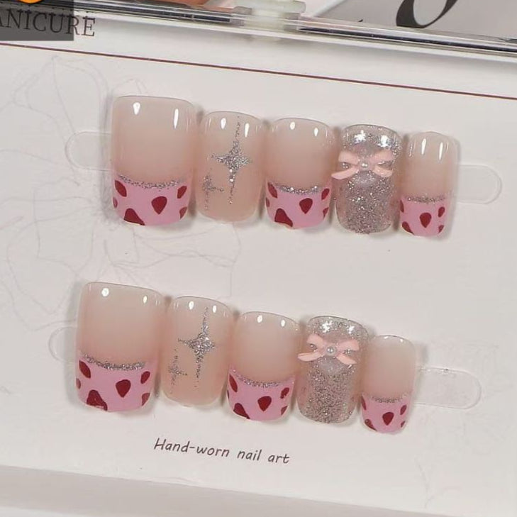 Flower Baby Pink Finger Nail Pack Of 10 For Women