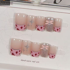 Flower Baby Pink Finger Nail Pack Of 10 For Women