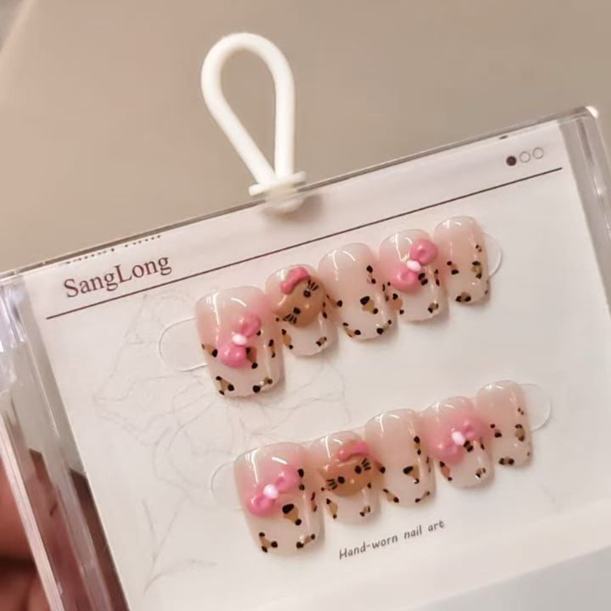 Bow Baby Pink Finger Nail Pack Of 10 For Women