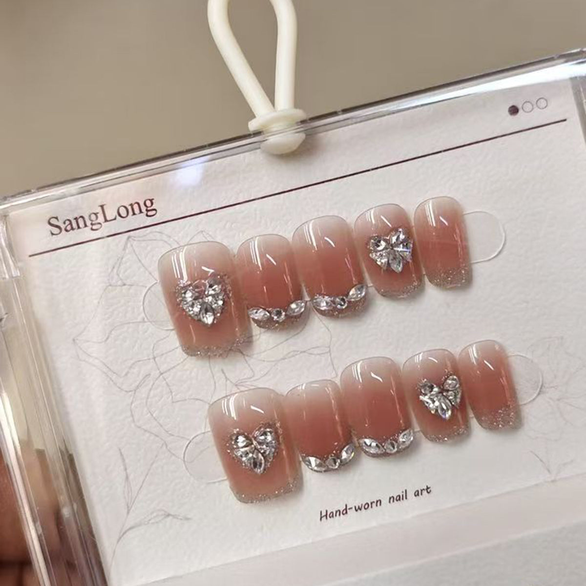 Heart Cubic Zirconia Baby Pink Finger Nail Pack Of 10 For Women