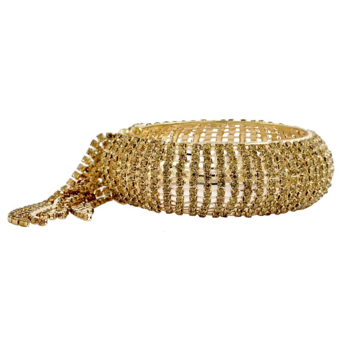 Free Size Three Dimensional Champagne 14K Gold Kada Bracelet Bangle