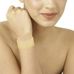 Ethnic Glossy Light Weight Cubic Zirconia 18K Gold Bangle Kada Set 4