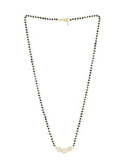 Elegant Three Stone Rose Silver Gold CZ Anti Tarnish Brass Mangalsutra