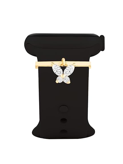 Minimal Butterfly Charm Rose Silver Gold Plated CZ Brass Watch Charm