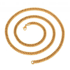 Stainless Steel Classic Gold Plated Slim Solid Curb Chain For Men 21"