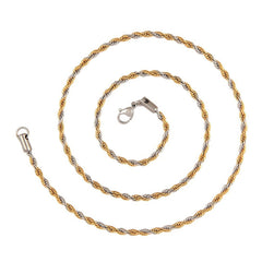 316L Stainless Steel Two Tone Classic Rope Chain 20.1"