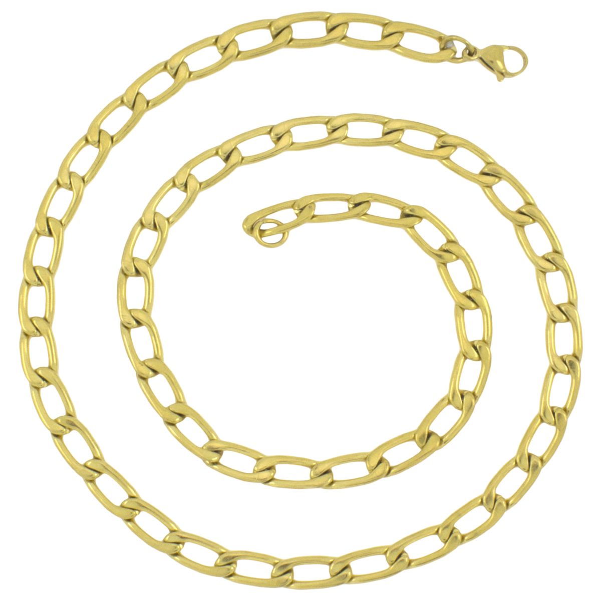 316L Stainless Steel Gold Plated Tapered Curb Chain For Men
