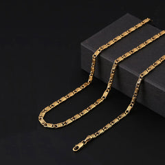 Italian Designer 316L Surgical Stainless Steel 22K Gold Plated 24" Curb Chain For Men