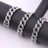 Thick Heavy Punk Chunky Curb Cuban Hip Hop Iced Out Rhinestone Silver Chain Men