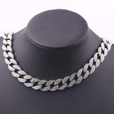 Thick Heavy Punk Chunky Curb Cuban Hip Hop Iced Out Rhinestone Silver Chain Men