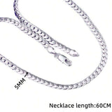 Classic Curb Silver 316L Stainless Steel 24" Chain Necklace For Men