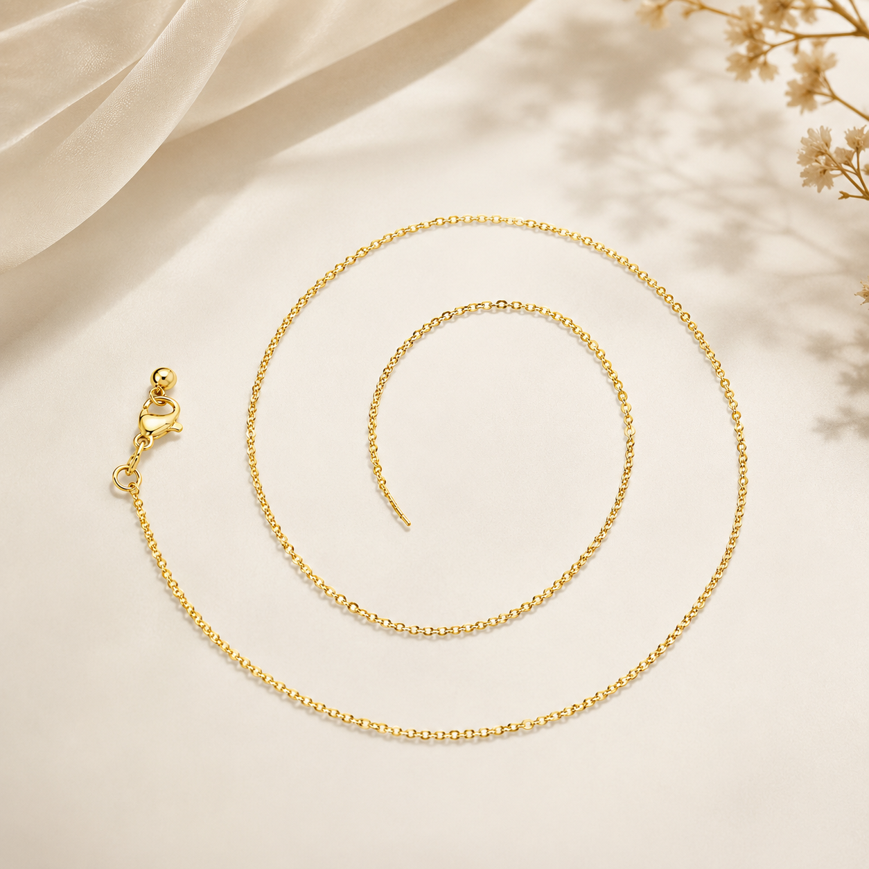 Slim Link Copper 18K Gold Chain Necklace For Women "18