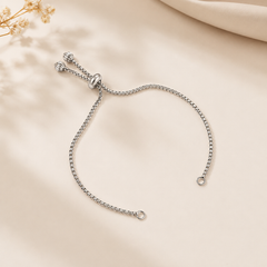 Box Glossy Silver Adjustable Slider Bracelet For Women