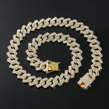 Alloy Cubic Zirconia Gold Cuban Miami Hip Hop Iced Out Chain For Men