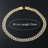 Alloy Cubic Zirconia Gold Cuban Miami Hip Hop Iced Out Chain For Men