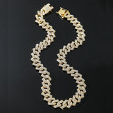 Alloy Cubic Zirconia Gold Cuban Miami Hip Hop Iced Out Chain For Men