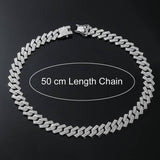 Alloy Cubic Zirconia Silver Cuban Miami Hip Hop Iced Out Chain For Men