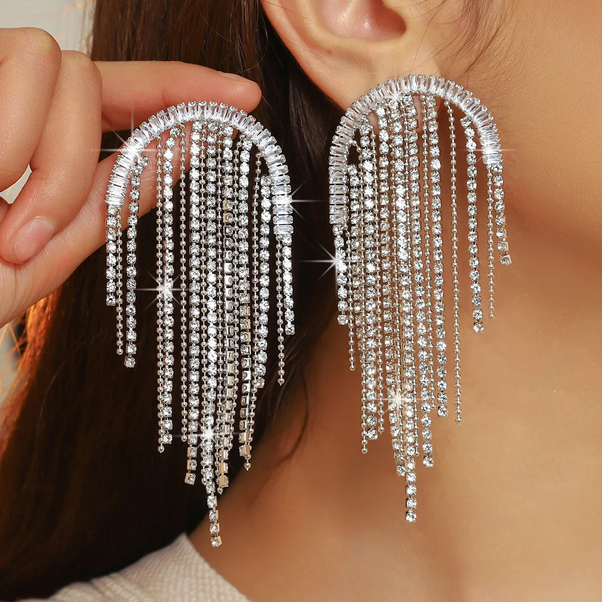 Silver Plated CZ Multi-Layer Dangler Earrings for Women