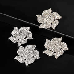 Flower Silver Cubic Zirconia Rhinestone Stud Earring For Women Group5