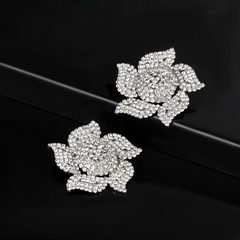 Flower Silver Cubic Zirconia Rhinestone Stud Earring For Women Group5