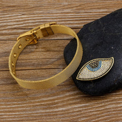Evil eye 18K Gold Stainless Steel watch mesh strap bracelet For Women Group1