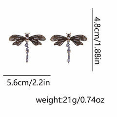 Butterfly 18K Gold Black CZ Anti Tarnish Dangler Earrings