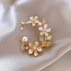 White Flower,Butterfly,Fish Gold Cubic Zirconia Copper Anti Tarnish Brooch For Women