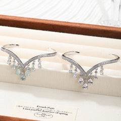 V Shape Silver Plated CZ Anti Tarnish Brass Cuff & Kada For Women