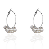 Fusion Pearl Silver Anti Tarnish White Gold Hoop Chandelier Earring For Women