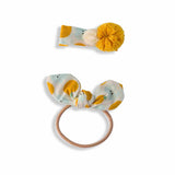 Minnie Moo Yellow White Fabric Hair Clip Band Accessories Pack Of 2 Pcs For Girl Women
