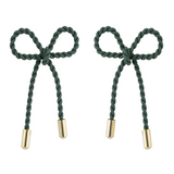 Twisted Bow 18K Gold Anti Tarnish Green Stud Dangler Earring For Women