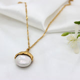 Luxe Mother Of Pearl White 18K Gold Stainless Steel Anti Tarnish Necklace For Women