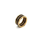 Dual Layer Black 18K Gold Stainless Steel Anti Tarnish Band Ring For Women