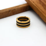 Dual Layer Black 18K Gold Stainless Steel Anti Tarnish Band Ring For Women