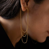 Snake Chain Layer 18K Gold Stainless Steel Anti Tarnish Dangler Tassel Earring For Women