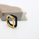 Dual Square Black 18K Gold Stainless Steel Anti Tarnish Ring For Women