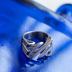 Square 18K Gold Silver Stainless Steel Anti Tarnish Combo Set Of 2 Ring For Women