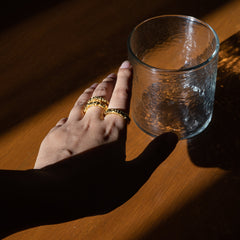 Rustic Romance 18K Gold Stainless Steel Anti Tarnish Combo Set Of 2 Ring For Women